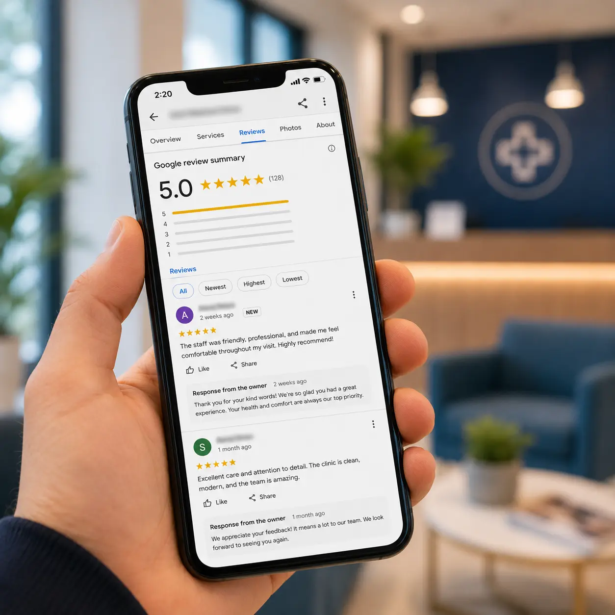 Google review and reputation management dashboard for medical practices by SEO Medical Clinic